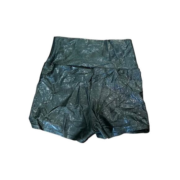 American Apparel size L junior short black shiny shorts sparkly, stretchy - Picture 1 of 6